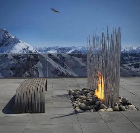 Fuego Exterior con Vistas a la Montaña