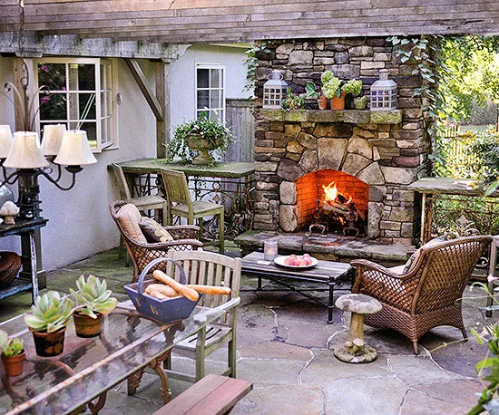 Decoracion con chimeneas de exterior