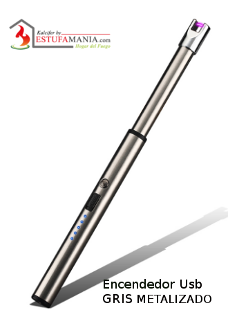 Encendedor de seguridad USB de Estufamania con diseño compacto y resistente, ideal para encender con protección segura.