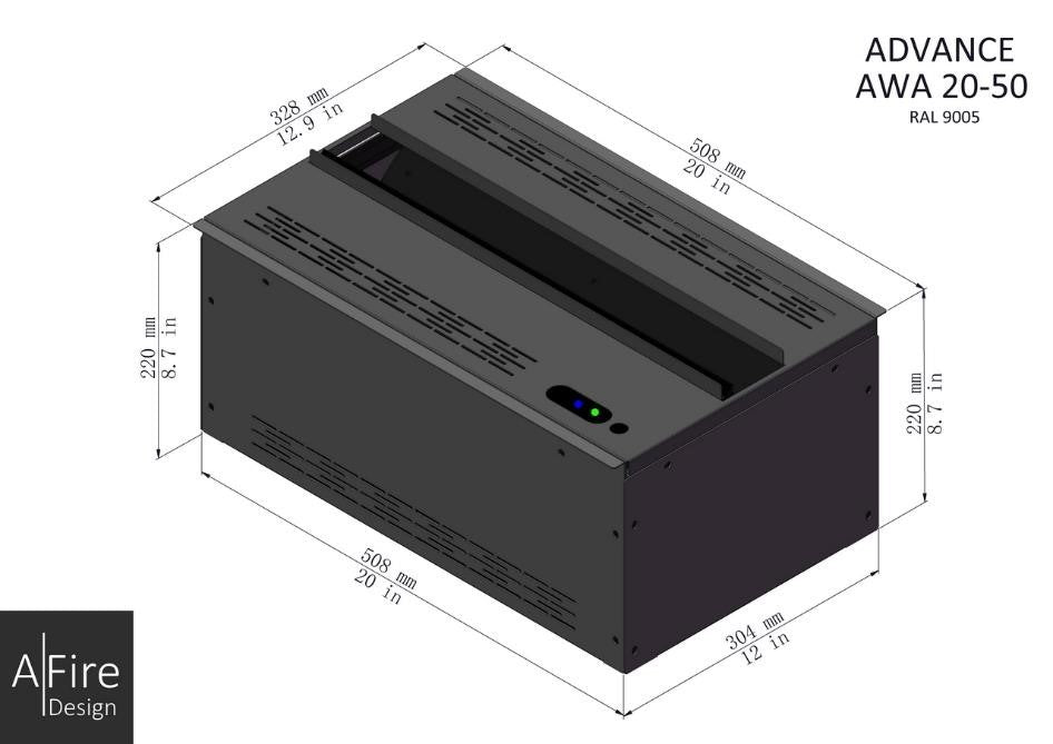 Afire quemador de vapor de agua AWA 20-50 medidas