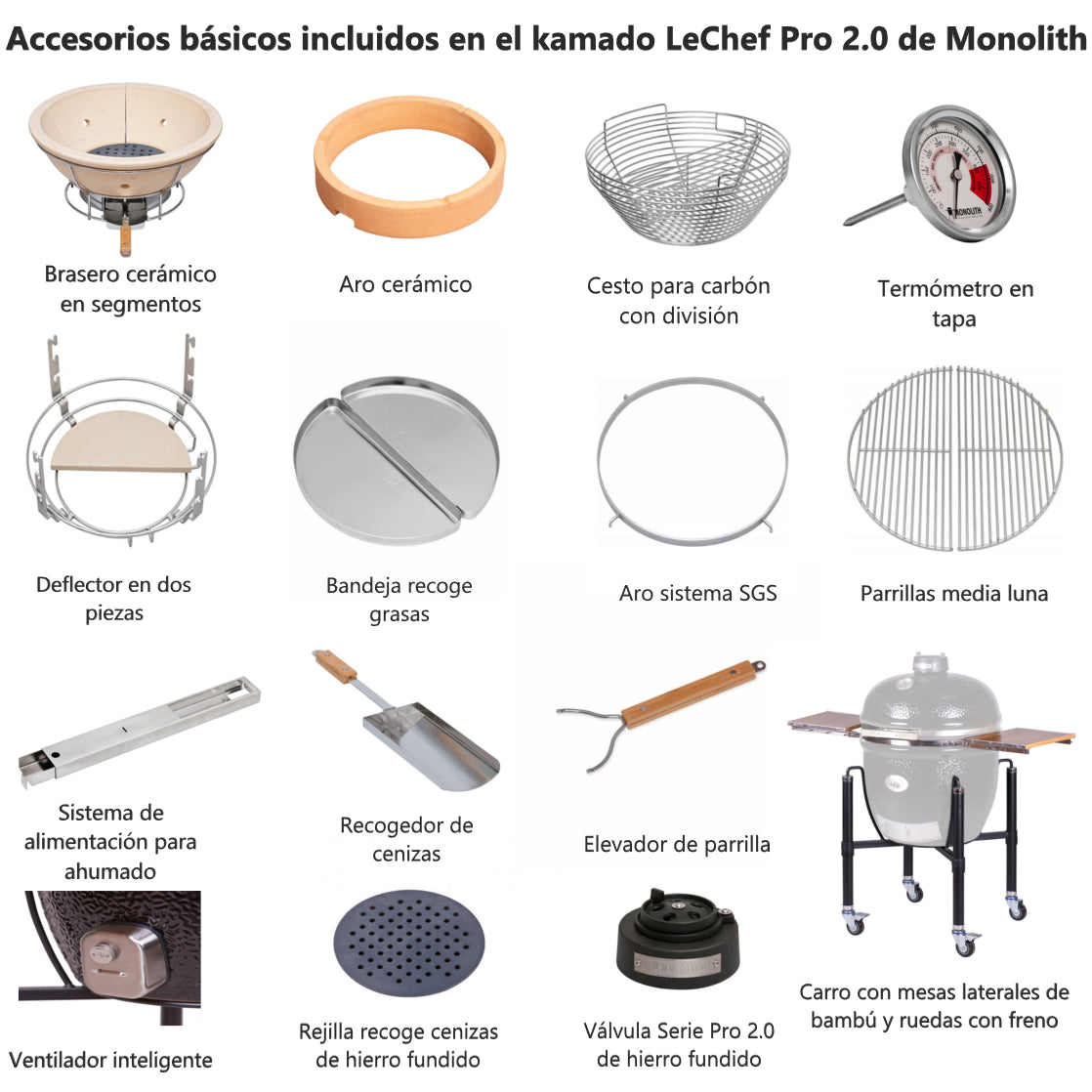 Kamado Guru LeChef pro 2.0 de Monolith accesorios