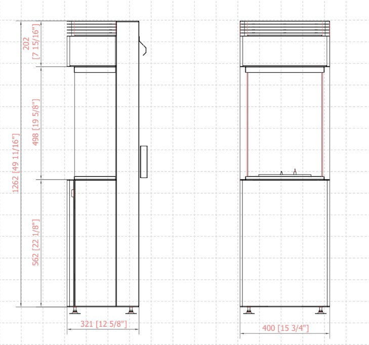 Polaris estufa de pie de bioetanol de Planika medidas