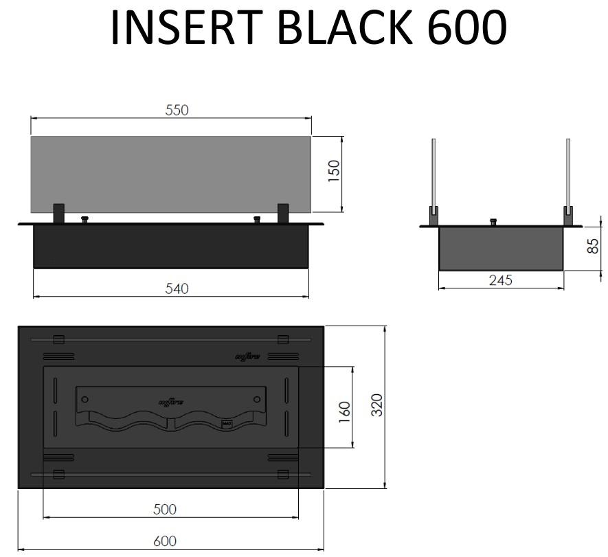INSERT BLACK SLIM 600 INFIRE medidas