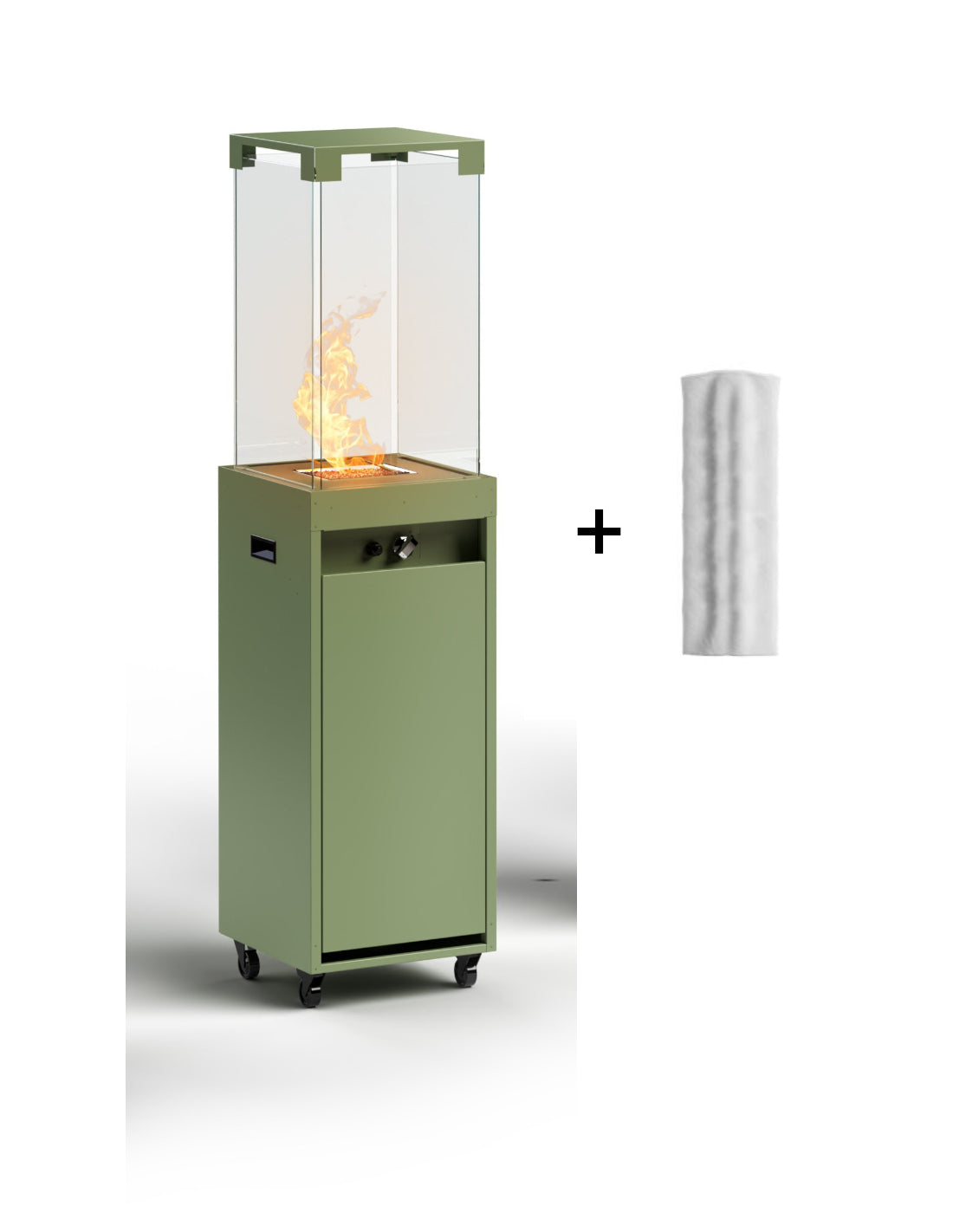 Faro exterior  gas Planika, con funda. Tono verde