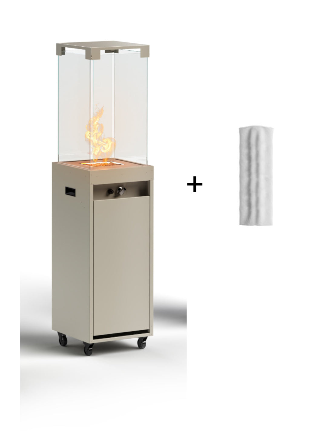 Faro exterior  gas Planika, con funda. Tono gris claro