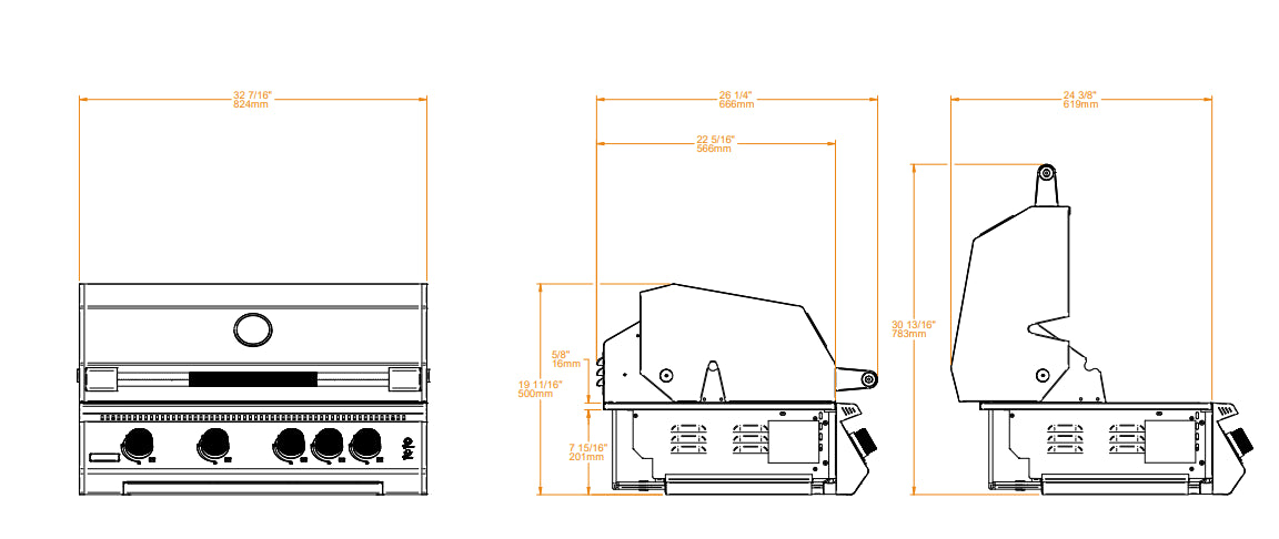 Barbacoa encastrable FUSION 400 RS GAS BRABURA GRILLS
