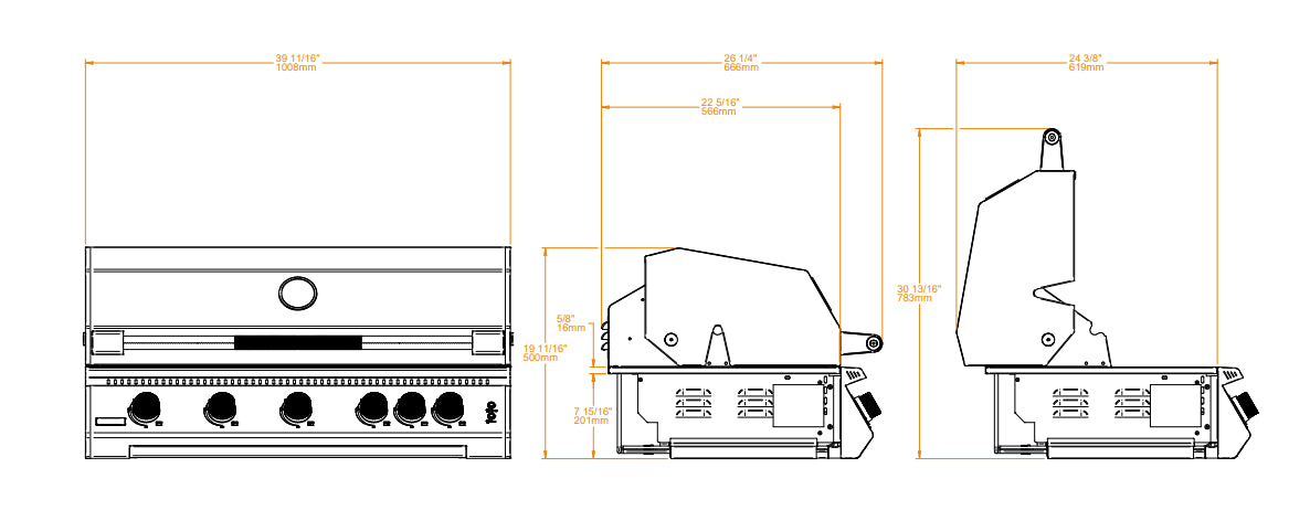 Barbacoa encastrable FUSION 500 RS GAS BRABURA GRILLS