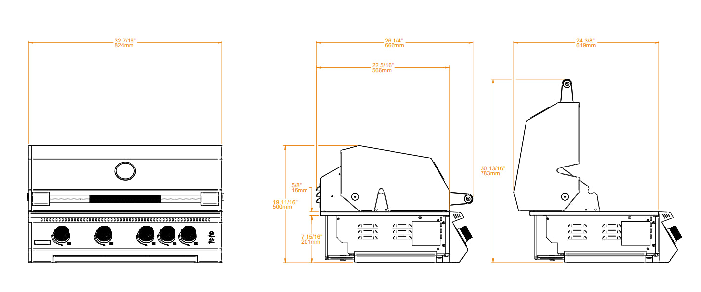 Barbacoa encastrable FUSION 400 RM GAS BRABURA GRILLS