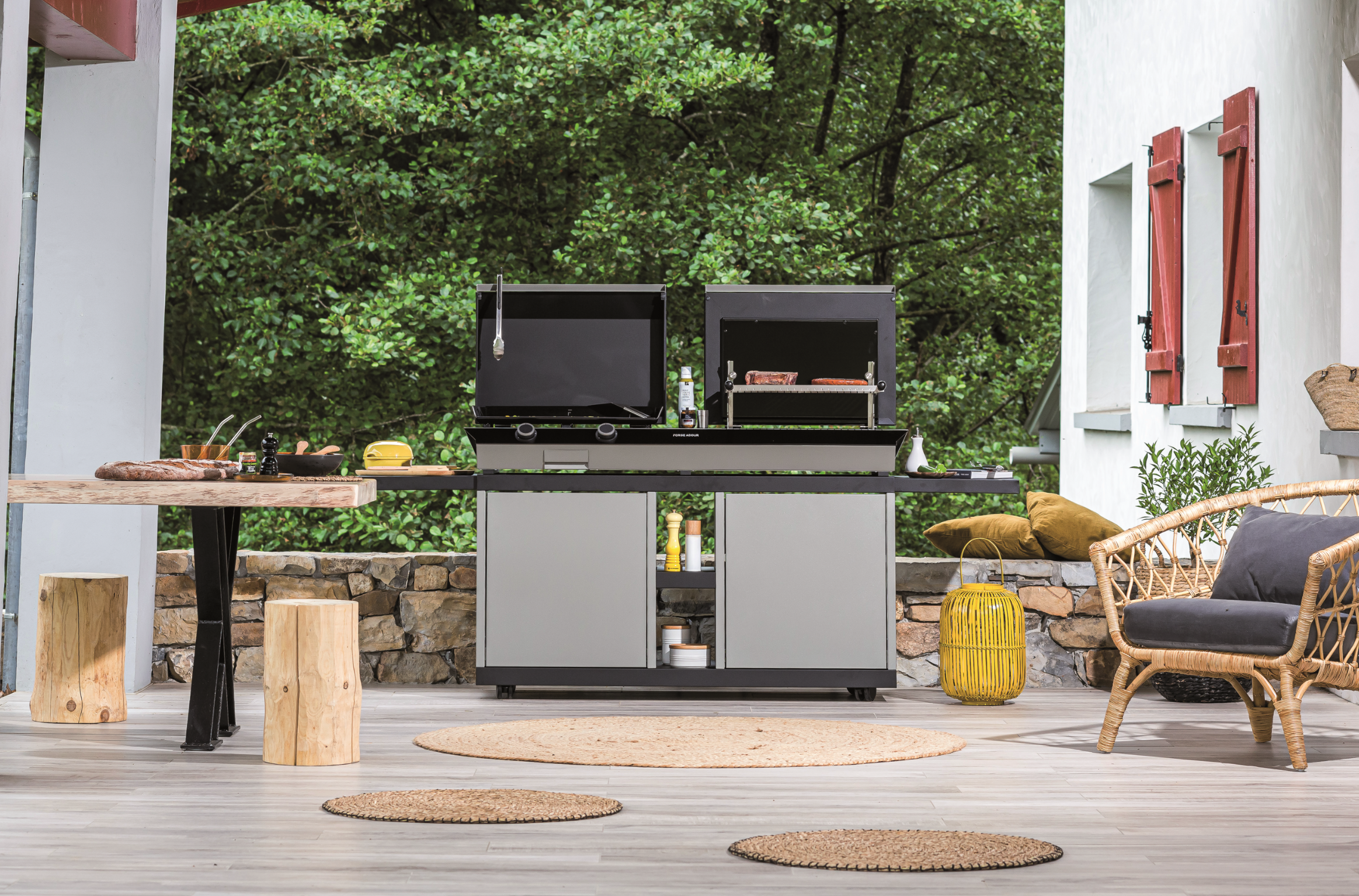 COMBI Plancha y parrilla (gas y carbón) - Forge Adour