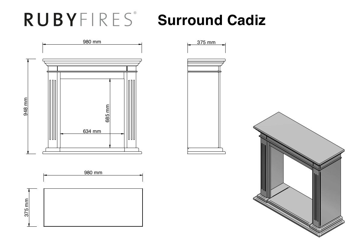 Lámpara de bioetanol CADIZ de Ruby Fires Xaralyn con acabado en color rubí y diseño moderno para ambientes elegantes.