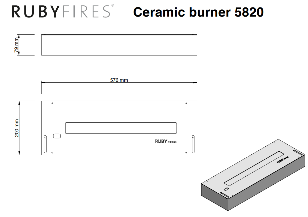 Quemador de bioetanol Ruby Fires Xaralyn negro 5820 medidas