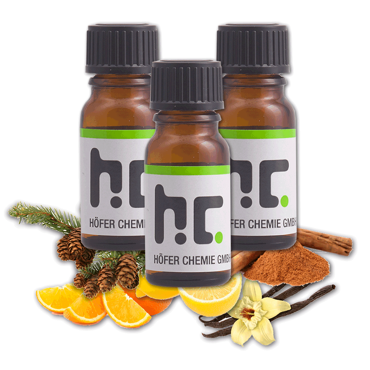 Aceite de fragancia Hofer Chemie en botella, aroma aromático y natural, ideal para difusores o mezclas aromáticas.