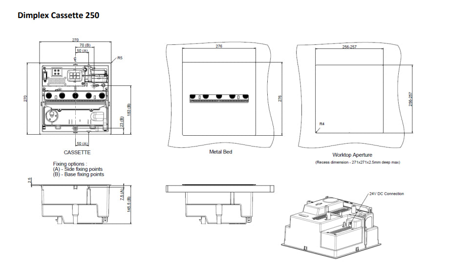 OPTI MYST 250 NH DIMPLEX medidas