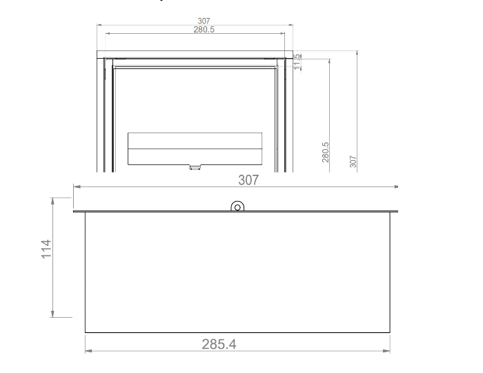 Medidas KALCIFER 30 Quemador de Bioetanol para chimeneas