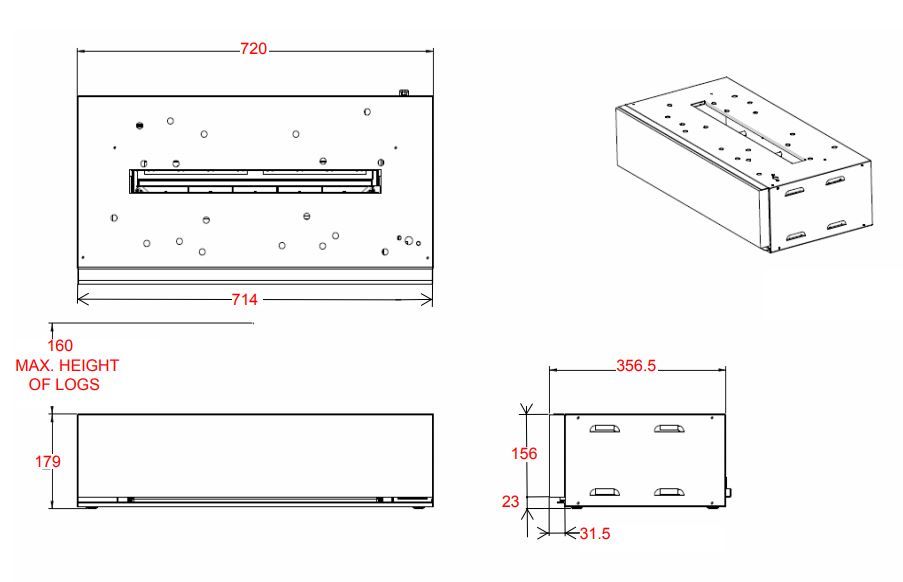 Opti Myst Vapor Maggie L Dimplex medidas