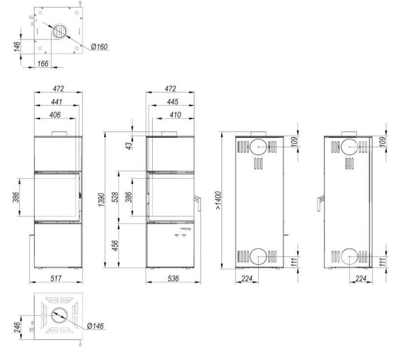 Estufa de leña Quadroom Defro Home