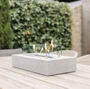 Estufa de mesa de bioetanol Cuneo Ruby Fires Xaralyn, chimenea moderna de diseño compacto y elegante para interiores.