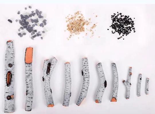 Kit de accesorios para Amantii SYM: leños, cristales negros y piedras decorativas