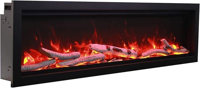 Chimenea Amantii SYM Bespoke mostrando efectos de llama en tonos azules y violetas