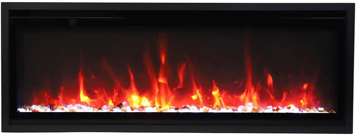 Chimenea eléctrica empotrable Amantii SYM Slim con efecto de llama roja intensa