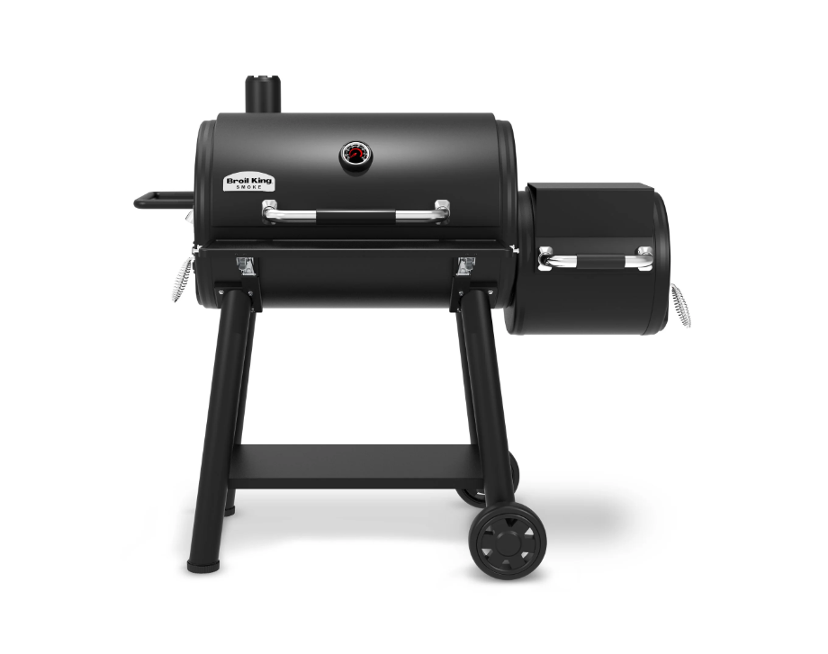 Barbacoa de carbón y ahumador tipo offset Broil King Regal Offset 500 en acero negro de gran grosor