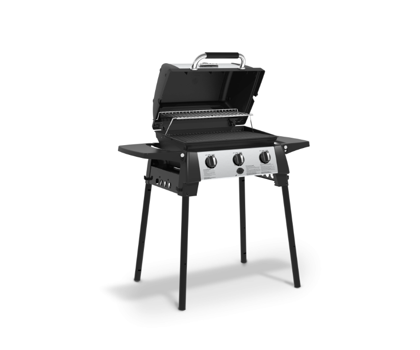 Diseño robusto de la barbacoa para camping Broil King Porta-Chef 320 con patas desmontables de acero