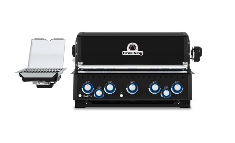 Barbacoa encastrable Broil King Baron 590 IR Shadow BI en color negro elegante con 5 quemadores y mandos retroiluminados