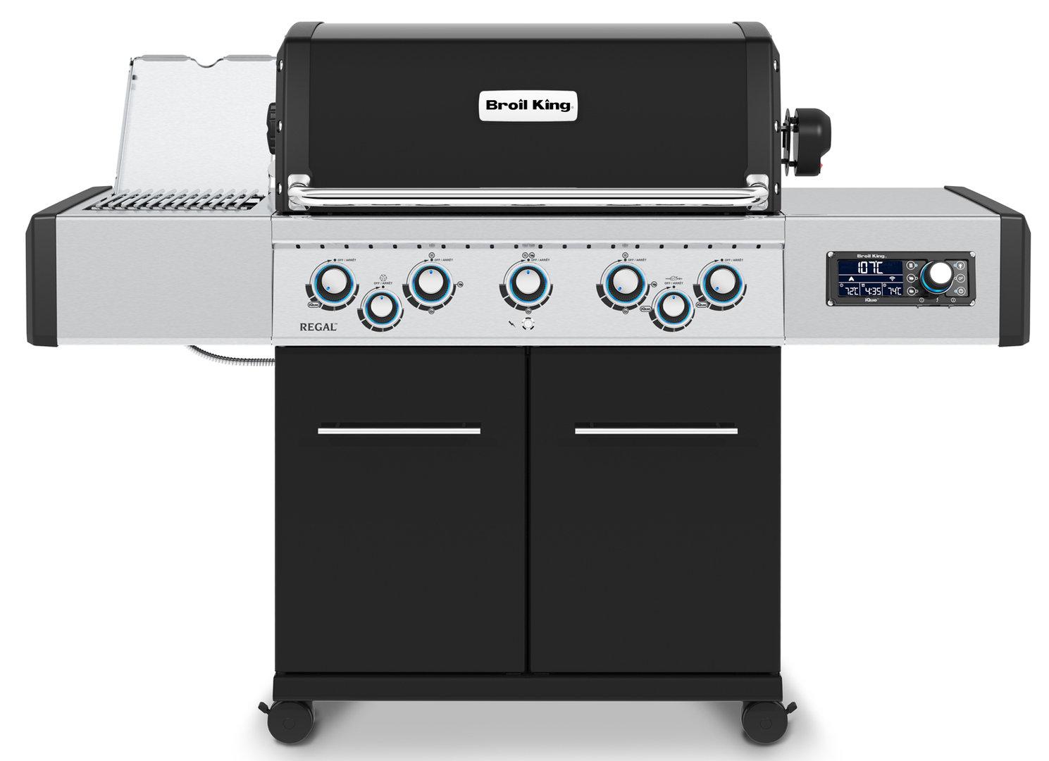 Barbacoa de gas Broil King Regal Q 590 IR con acabado en porcelana negra y 5 quemadores