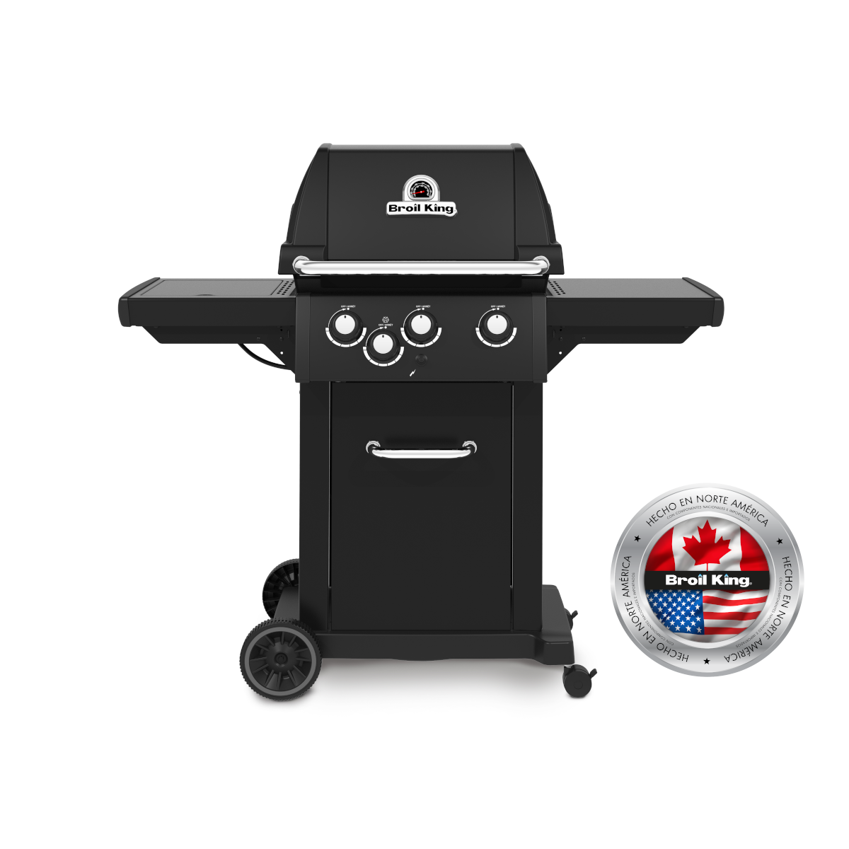 Barbacoa de gas Broil King Royal 340 Shadow en color negro mate, fabricada en Norteamérica con 3 quemadores