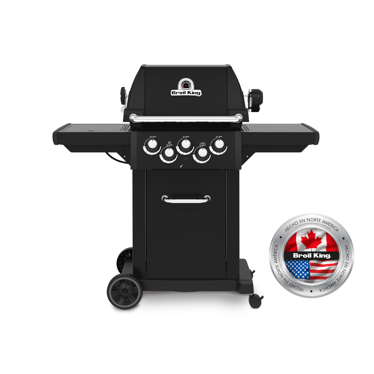 Barbacoa de gas Broil King Royal 390 Shadow negra con sello de fabricación en Norteamérica y 3 quemadores potentes