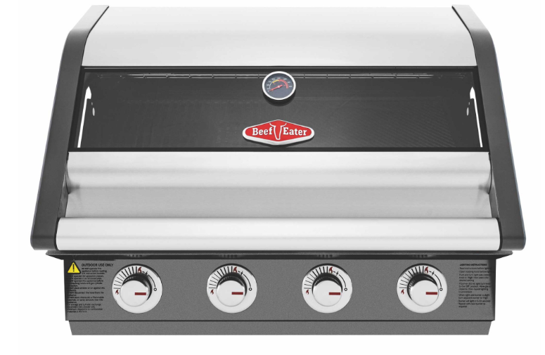Barbacoa de gas empotrable BeefEater Signature 1600E 4B con 4 quemadores y ventana de visualización en la tapa