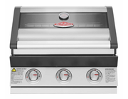 Barbacoa de gas empotrable BeefEater Signature 1600S con 3 quemadores y tapa de acero inoxidable con ventana.