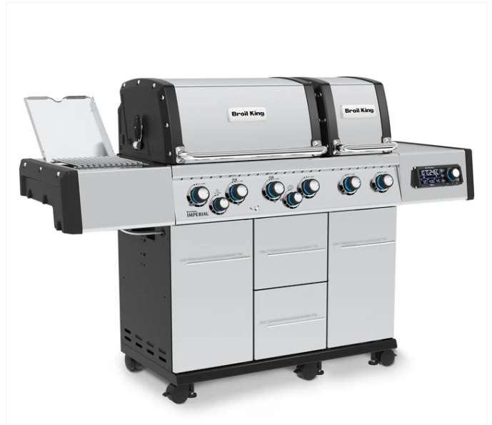 Barbacoa Broil King Imperial 690 mostrando el quemador lateral infrarrojo de alta temperatura