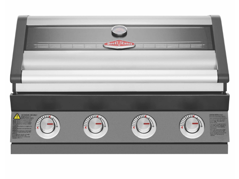 Barbacoa encastrable BeefEater 1600E de 4 quemadores en acabado esmaltado negro grafito para cocinas exteriores