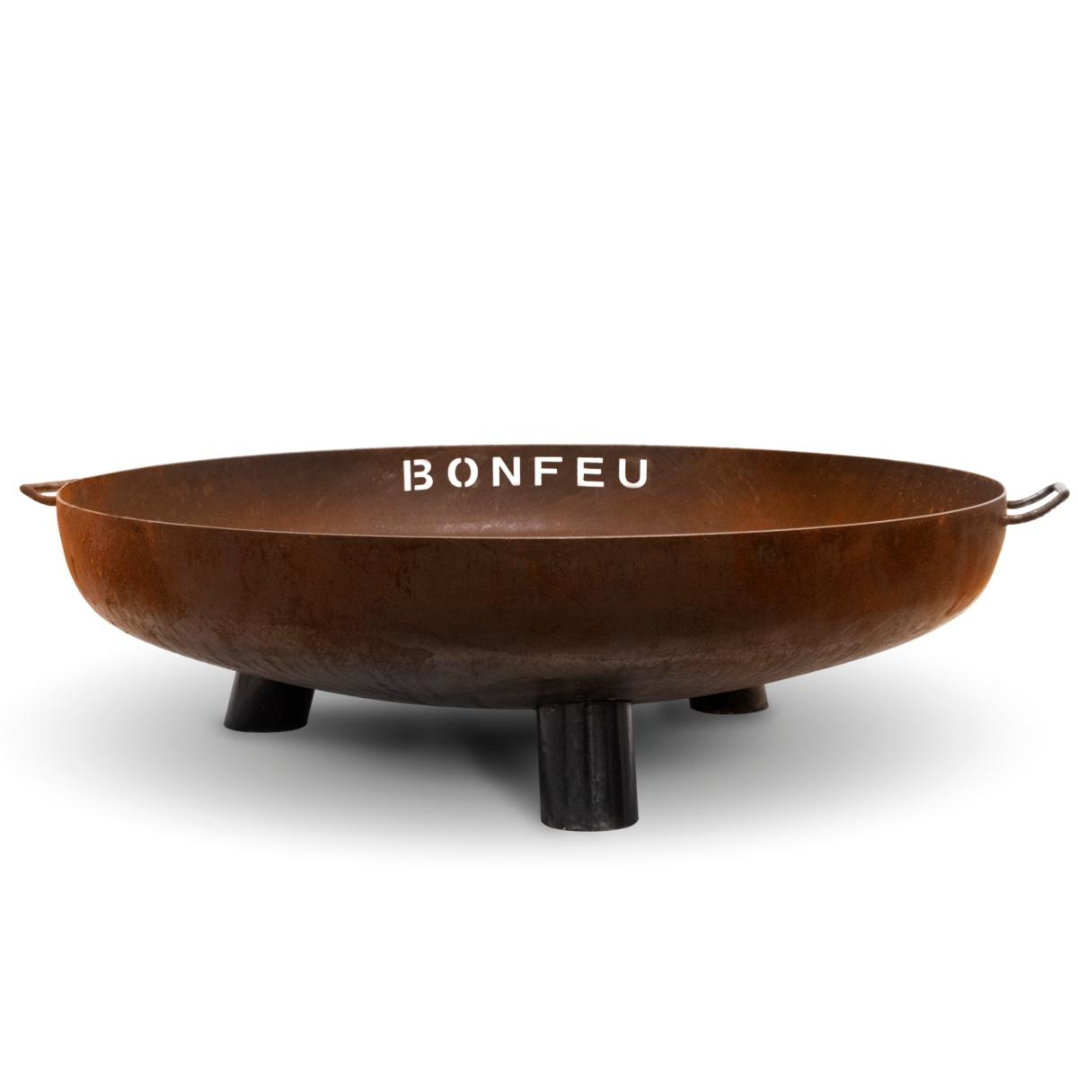 Brasero grande BonFeu BonBowl Plus en acero corten duradero para jardín.