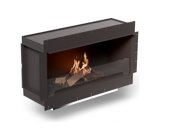chimenea de bioetanol conn vision frontal solo una cara forma 1200 con llama real lineal moderada y moderna 