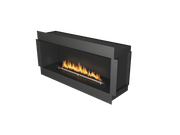 chimenea de bioetanol vision frontal una cara planika forma 1500 llama lineal moderna y moderada 