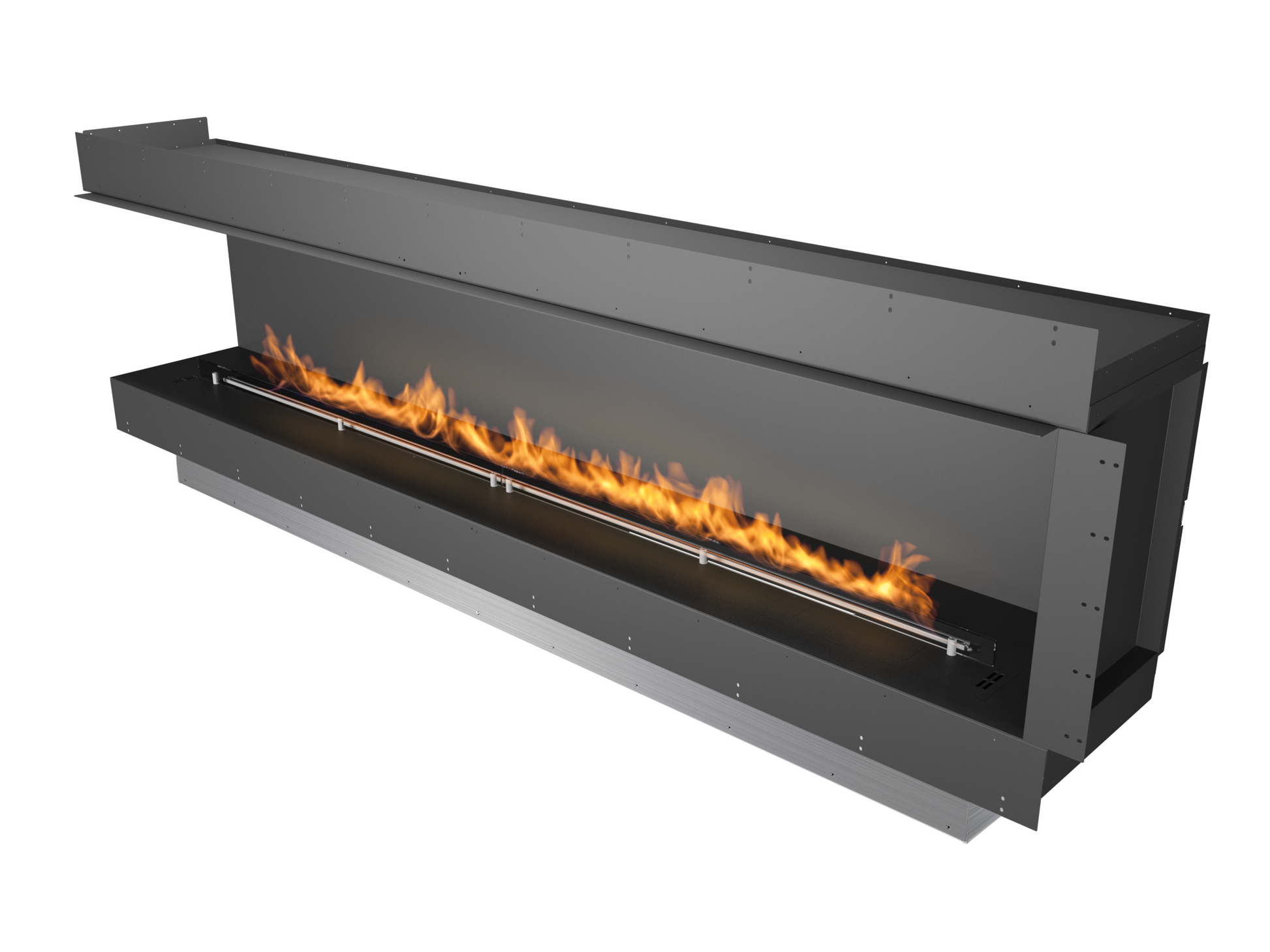 chimenea bioetanol negra a 2 caras apertura lateral izquierdo 