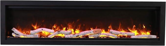 Chimenea eléctrica de alta gama Amantii SYM Bespoke con leños de abedul realistas