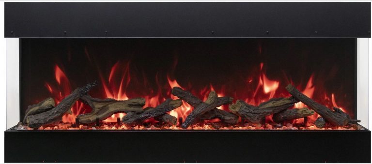 Chimenea eléctrica de 3 caras Amantii TRU Bespoke con visión panorámica y efectos de llama personalizables