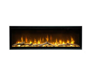Chimenea eléctrica Dimplex Optiflame Night Evolve panorámica con efecto de llama realista.