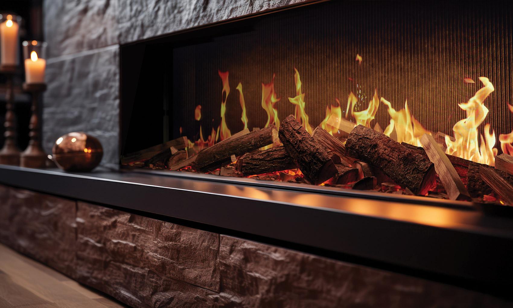 Chimenea eléctrica Solution Trueflame 150 3DX con efecto de llama profunda y leños realistas
