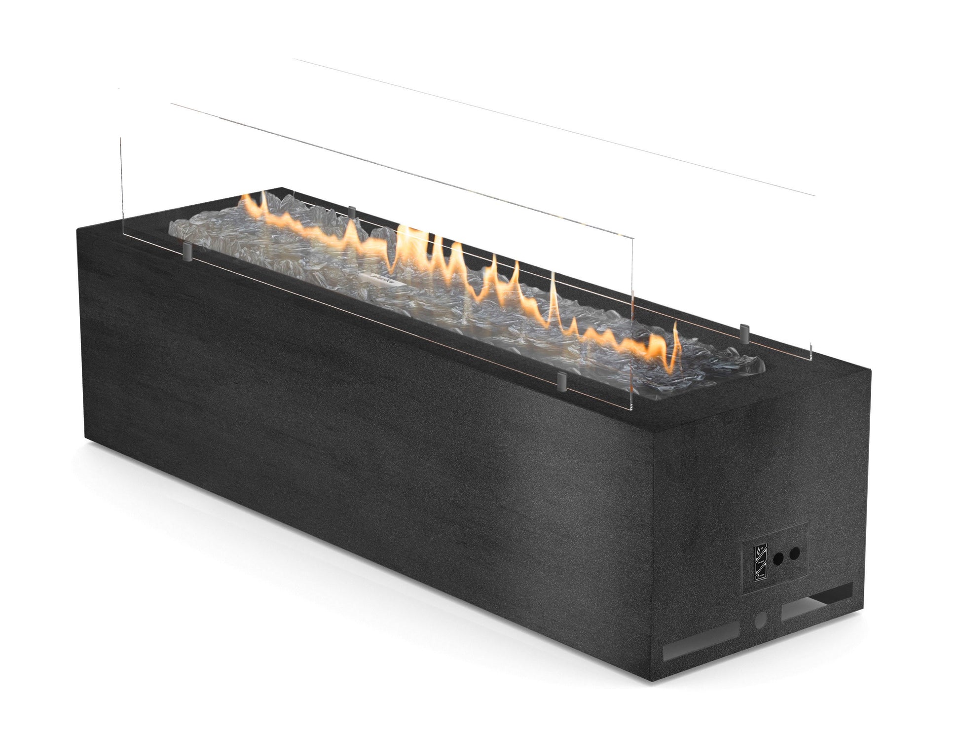 Chimenea de gas para exterior manual Planika Galio en acabado negro con protector de cristal