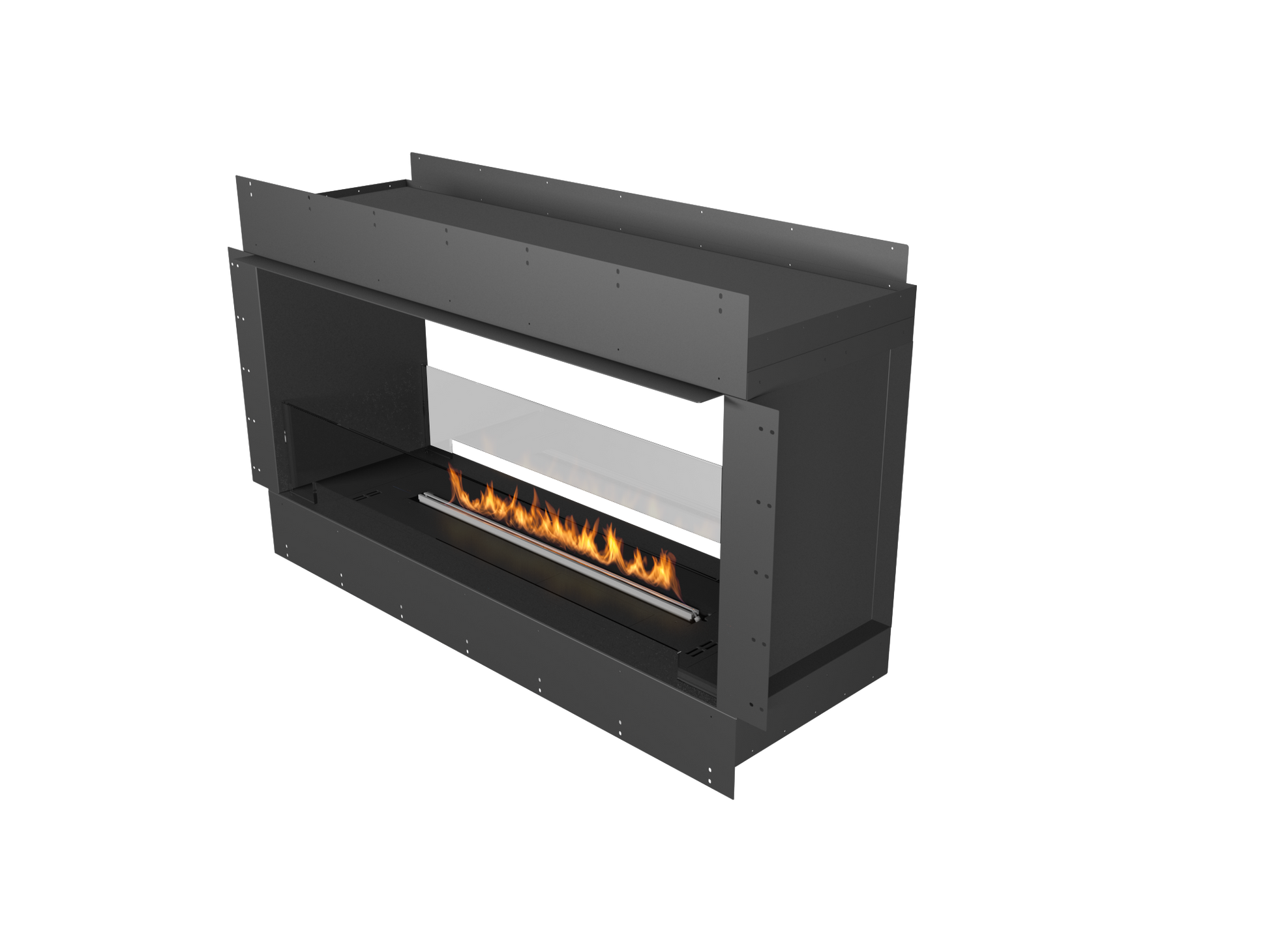 chimenea de bioetanol en vision modo tunnel a doble cara