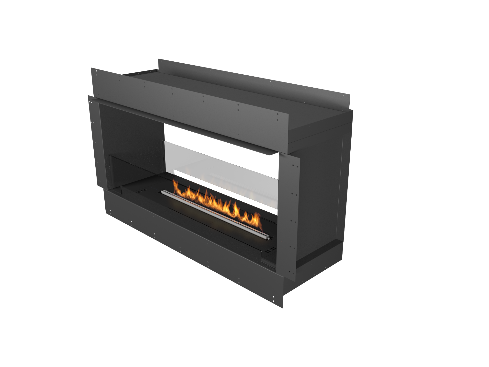 chimenea de bioetanol en vision modo tunnel a doble cara