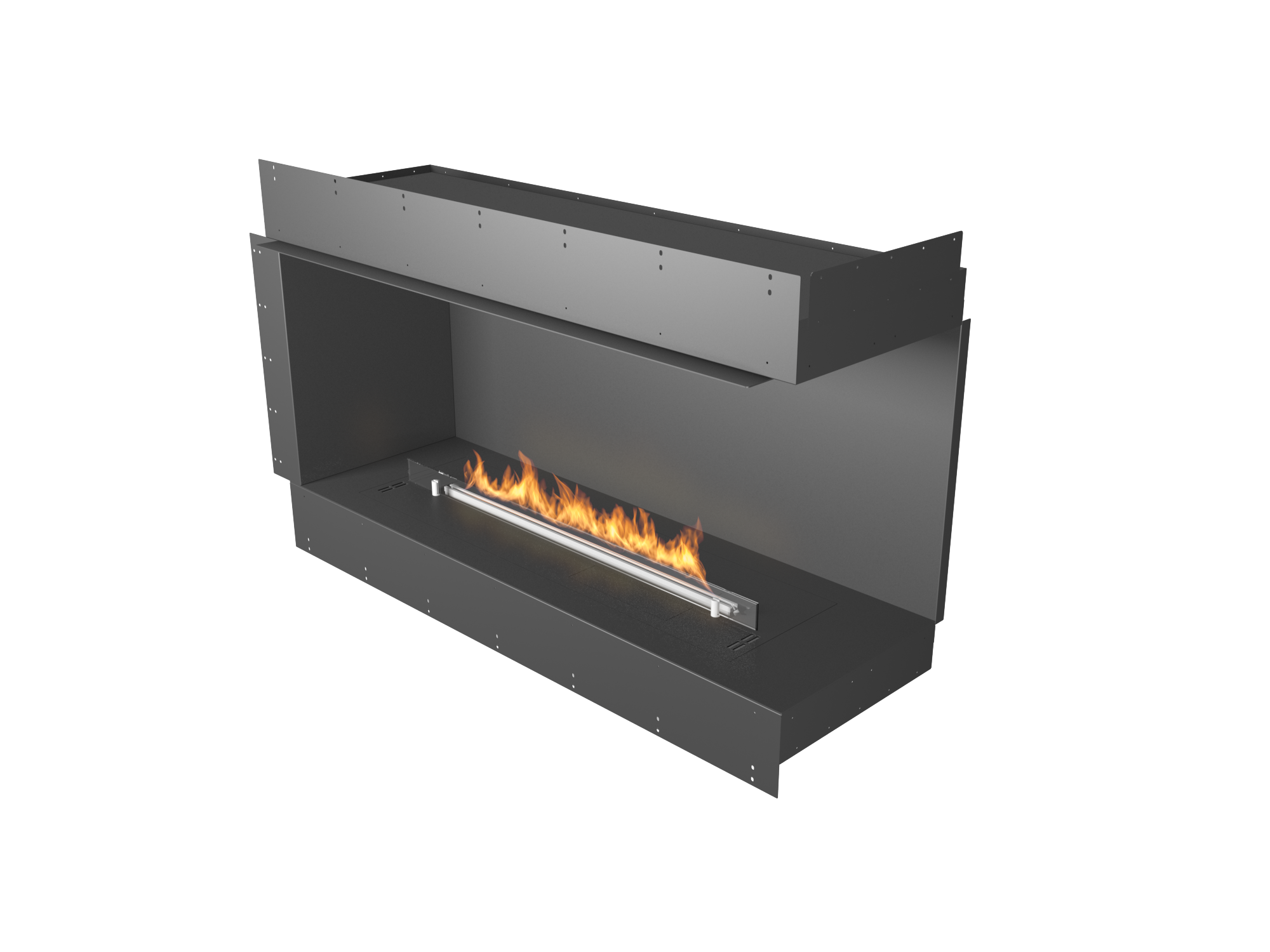 Chimenea de bioetanol Planika Forma 1200 con kit de troncos cerámicos decorativos