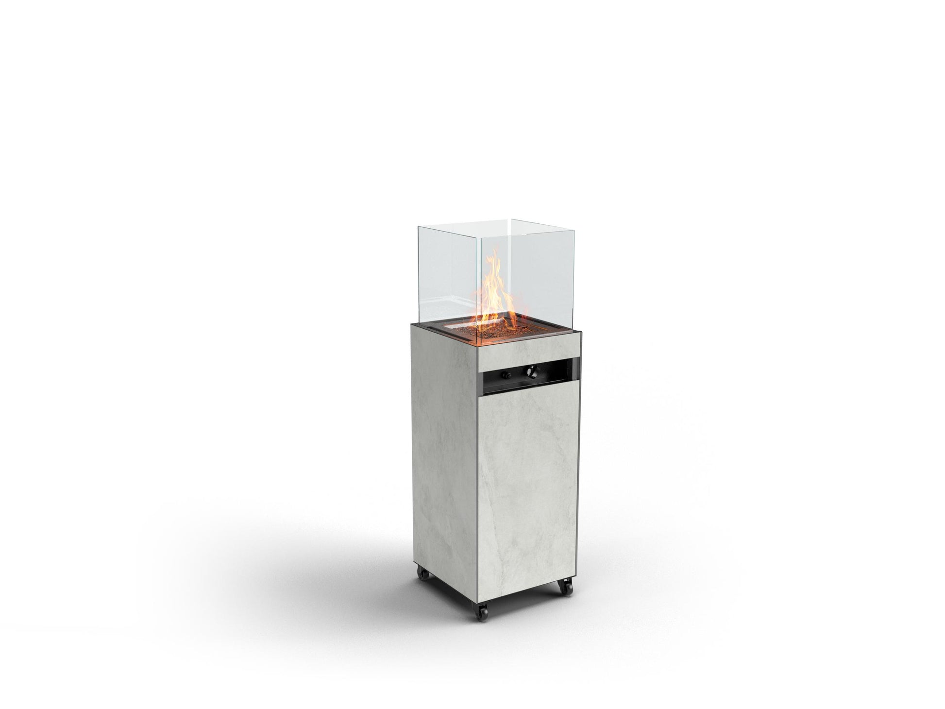 Chimenea portátil de bioetanol Oia con acabado gris efecto hormigón/cemento