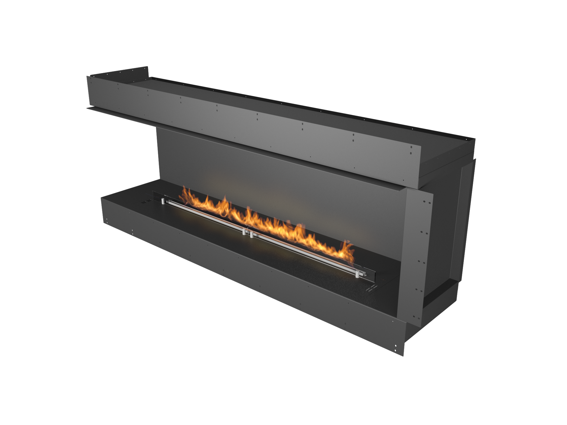 chimenea de bioetanol apertura lado izquierdo vision a dos caras llama lineal moderna y moderna