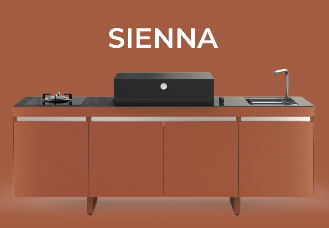 Módulo de cocina para jardín Agher de FÒGHER en color Sienna terracota