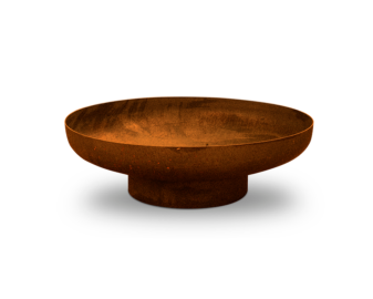 Cuenco de fuego minimalista Jesco de BonFeu con acabado de óxido natural.